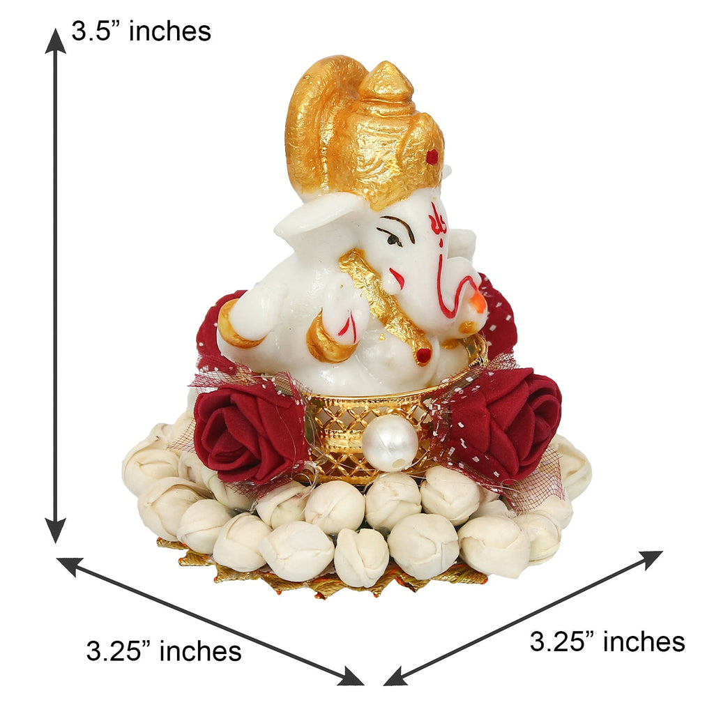 Lord Ganesha Idol On Decorative Handicrafted Plate For Home And Car Dashboard Kafalo