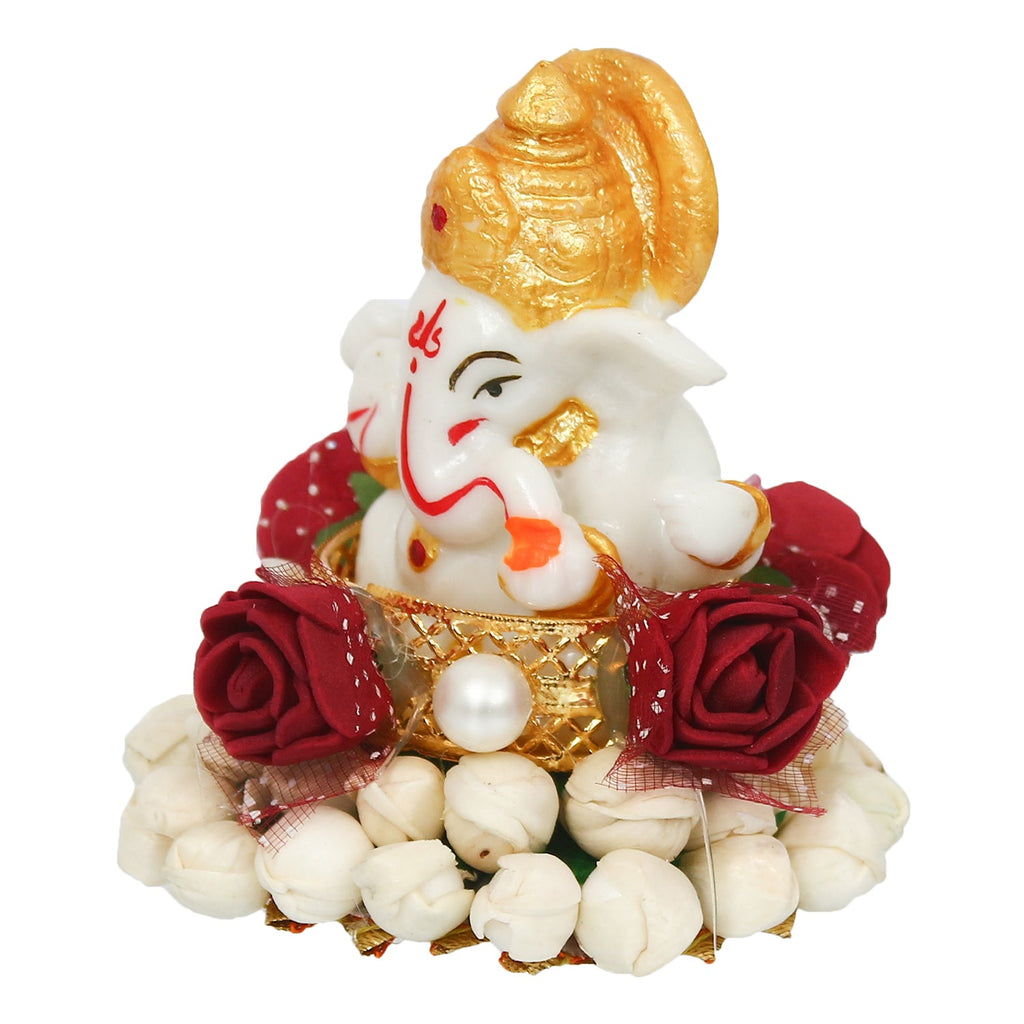 Lord Ganesha Idol On Decorative Handicrafted Plate For Home And Car Dashboard Kafalo