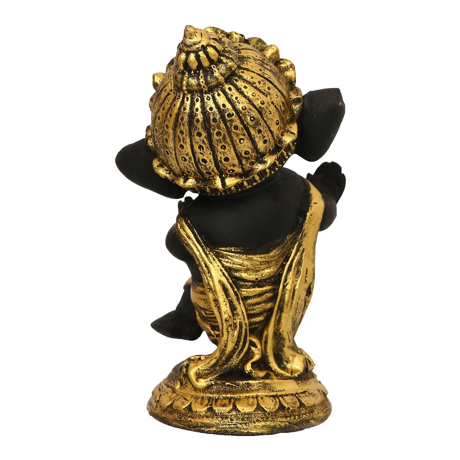 Golden And Black Lord Ganesha Idol Playing Dholak Decorative Showpiece Kafalo