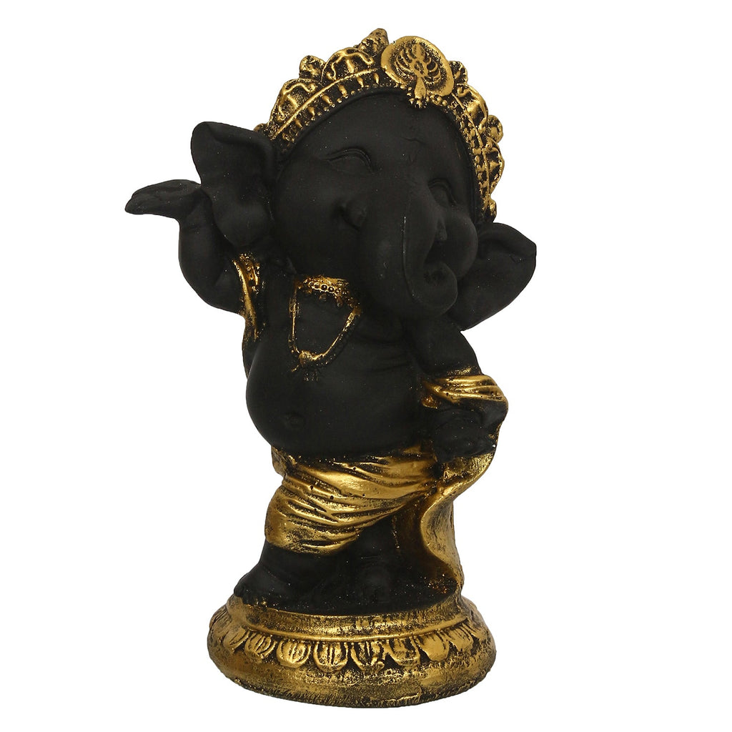 Golden And Black Lord Ganesha Idol In Dancing Avatar Decorative Showpiece Kafalo