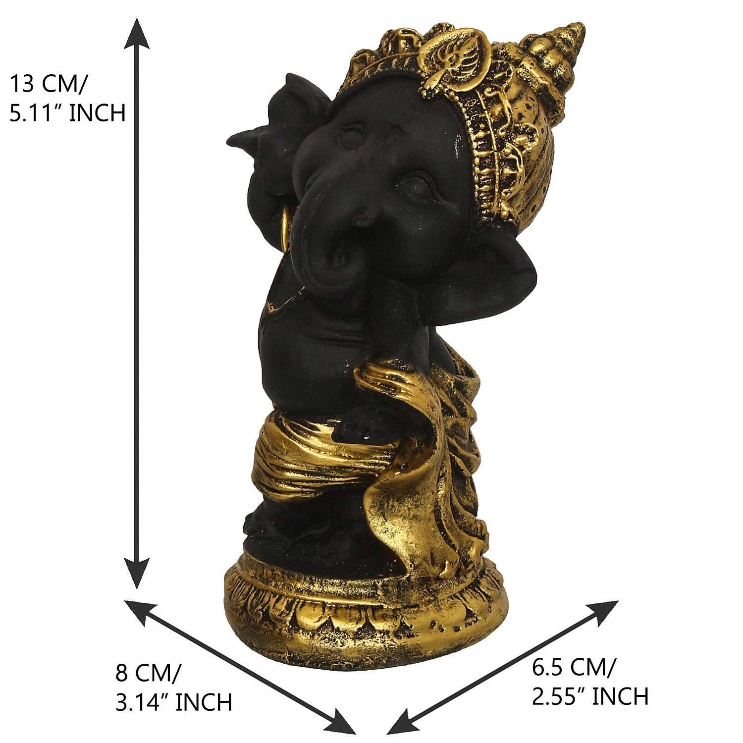 Golden And Black Lord Ganesha Idol In Dancing Avatar Decorative Showpiece Kafalo