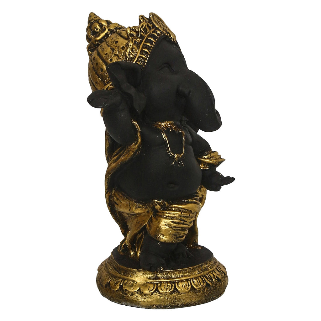 Golden And Black Lord Ganesha Idol In Dancing Avatar Decorative Showpiece Kafalo