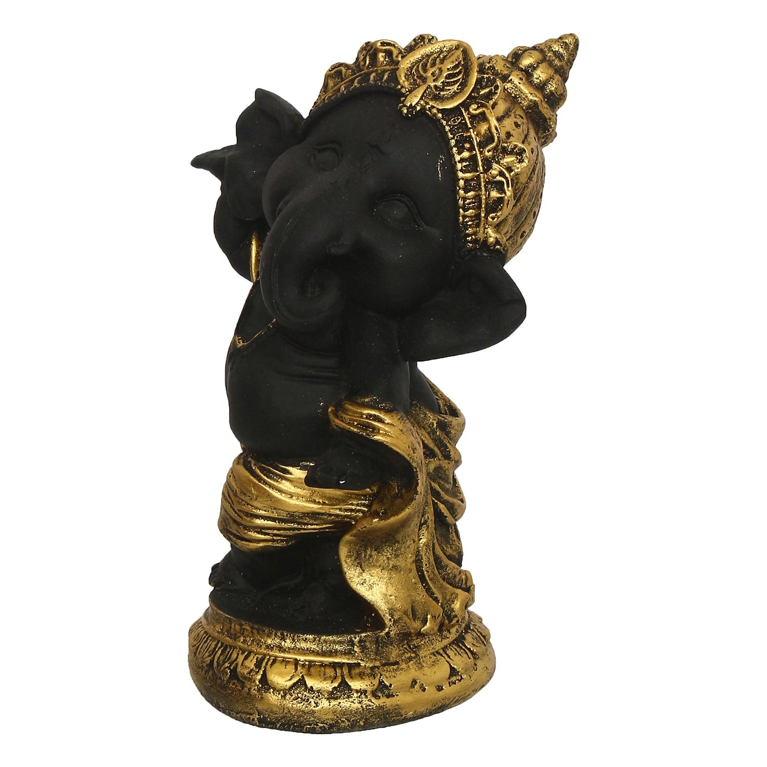 Golden And Black Lord Ganesha Idol In Dancing Avatar Decorative Showpiece Kafalo