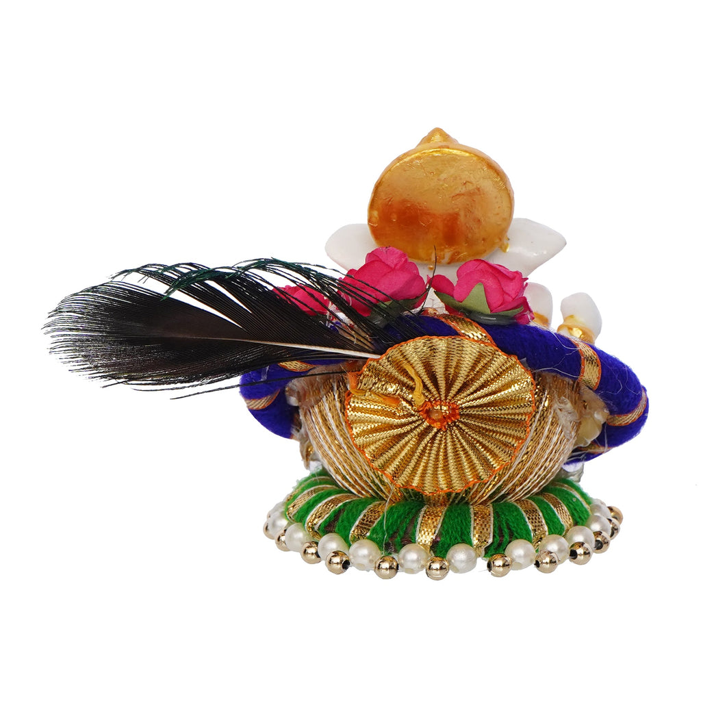 Polyresin Lord Ganesha Idol on Decorative Handcrafted Floral Plate for Home, Office and Car Dashboard Kafalo