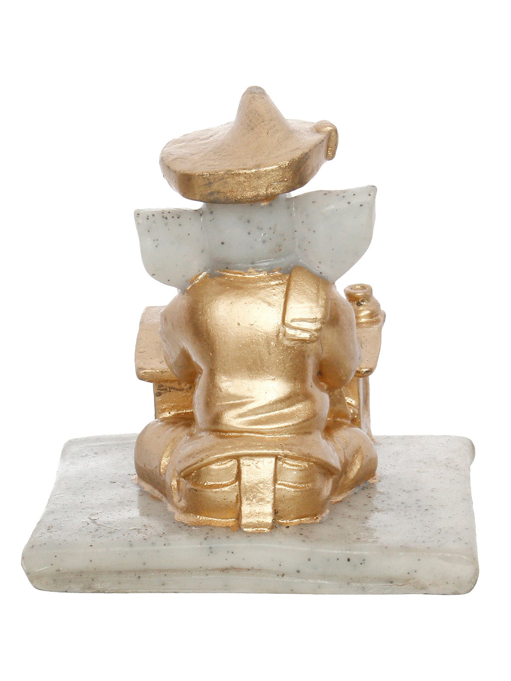 Polyresin Lord Ganesha Idol Writing Book (Gold and White) Kafalo