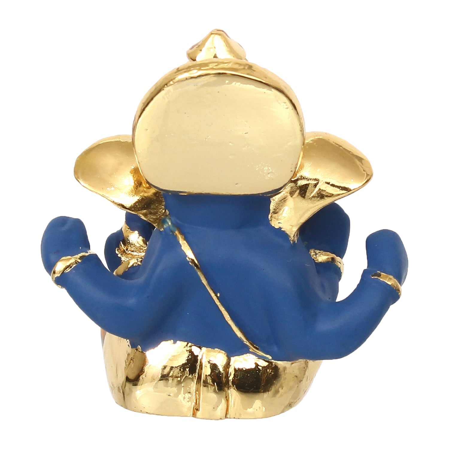 Gold Plated and Blue Polyresin Lord Ganesha Idol for Home, Temple, Office and Car Dashboard Kafalo