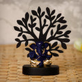 Gold Plated Blue Polyresin Appu Ganesha Idol with Wooden Tree for Home, Temple, Office and Car Dashboard Kafalo