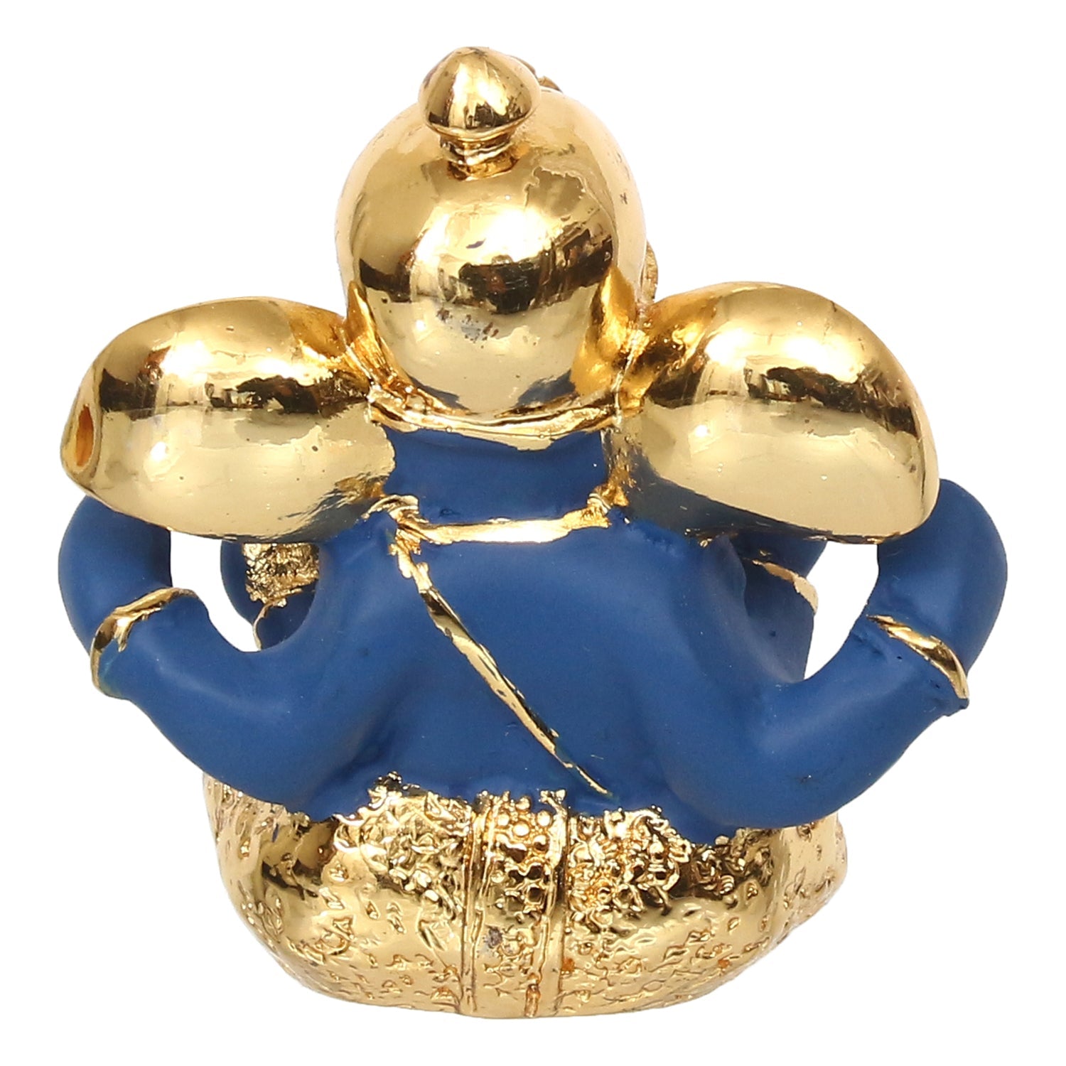 Gold Plated Blue Polyresin Ganesha Idol for Home, Temple, Office and Car Dashboard Kafalo