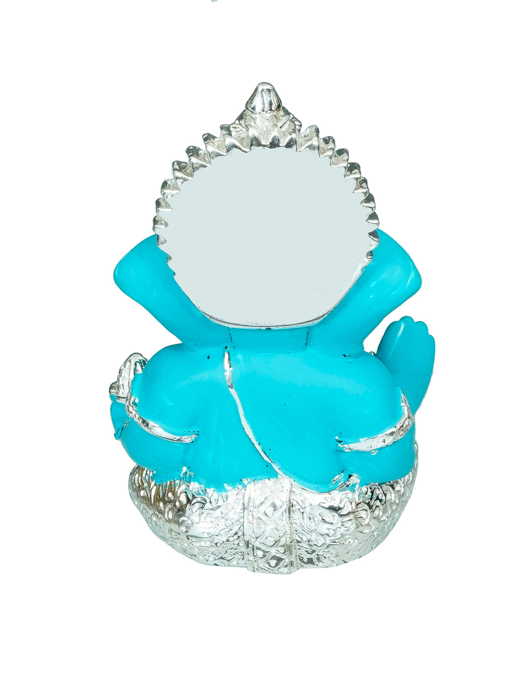 Silver Plated Blue Polyresin Ganesha Idol for Home, Temple, Office and Car Dashboard Kafalo