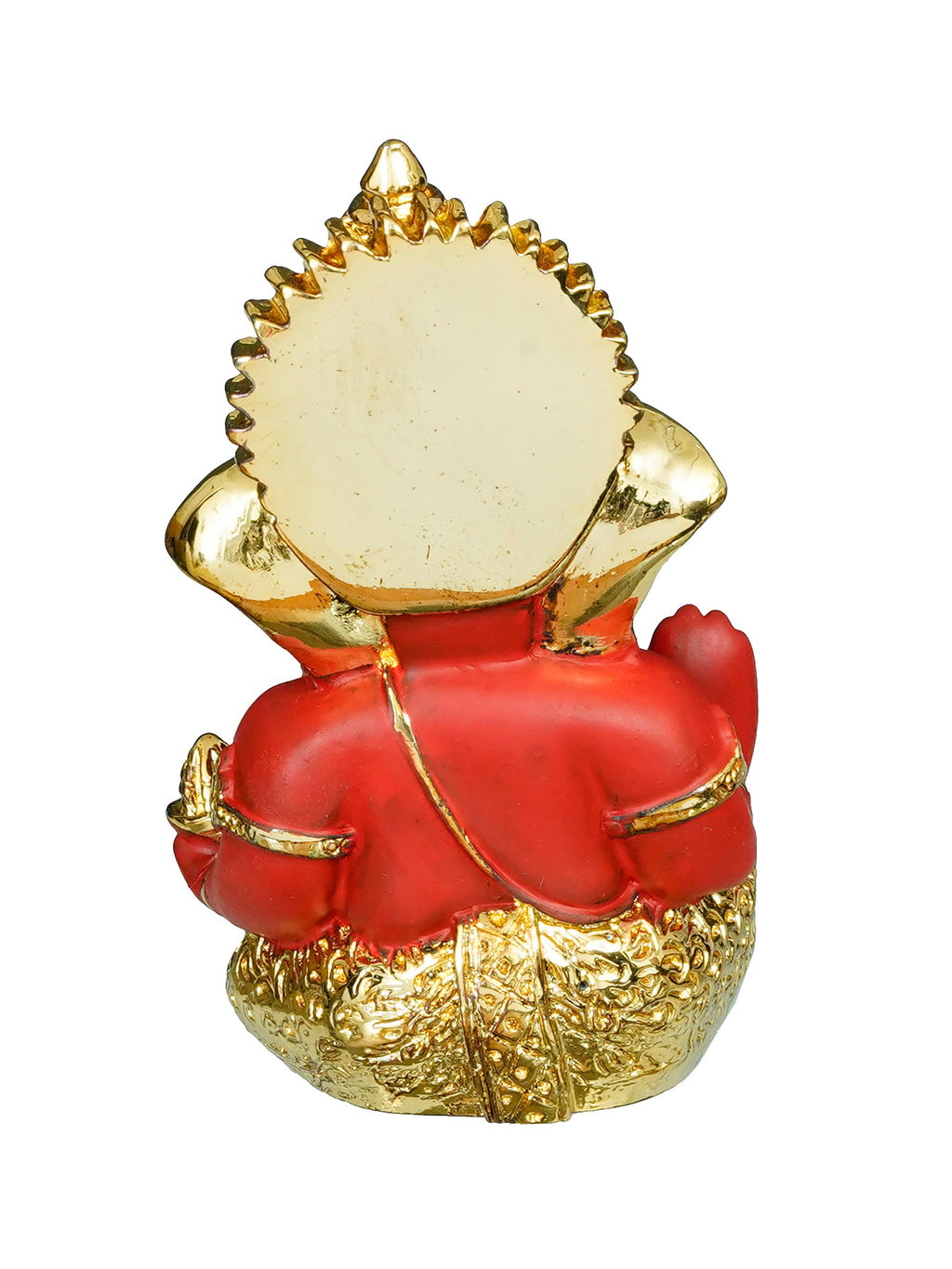 Gold Plated Red Polyresin Ganesha Idol for Home, Temple, Office and Car Dashboard Kafalo