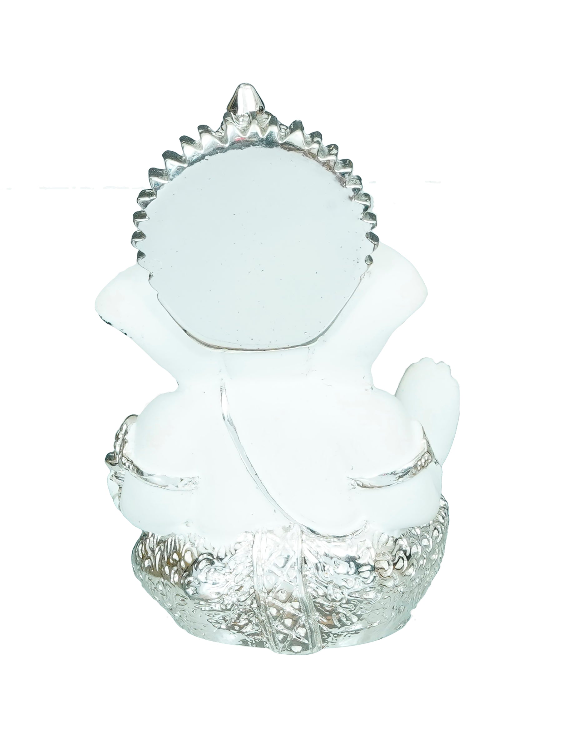 Silver Plated White Polyresin Ganesha Idol for Home, Temple, Office and Car Dashboard Kafalo