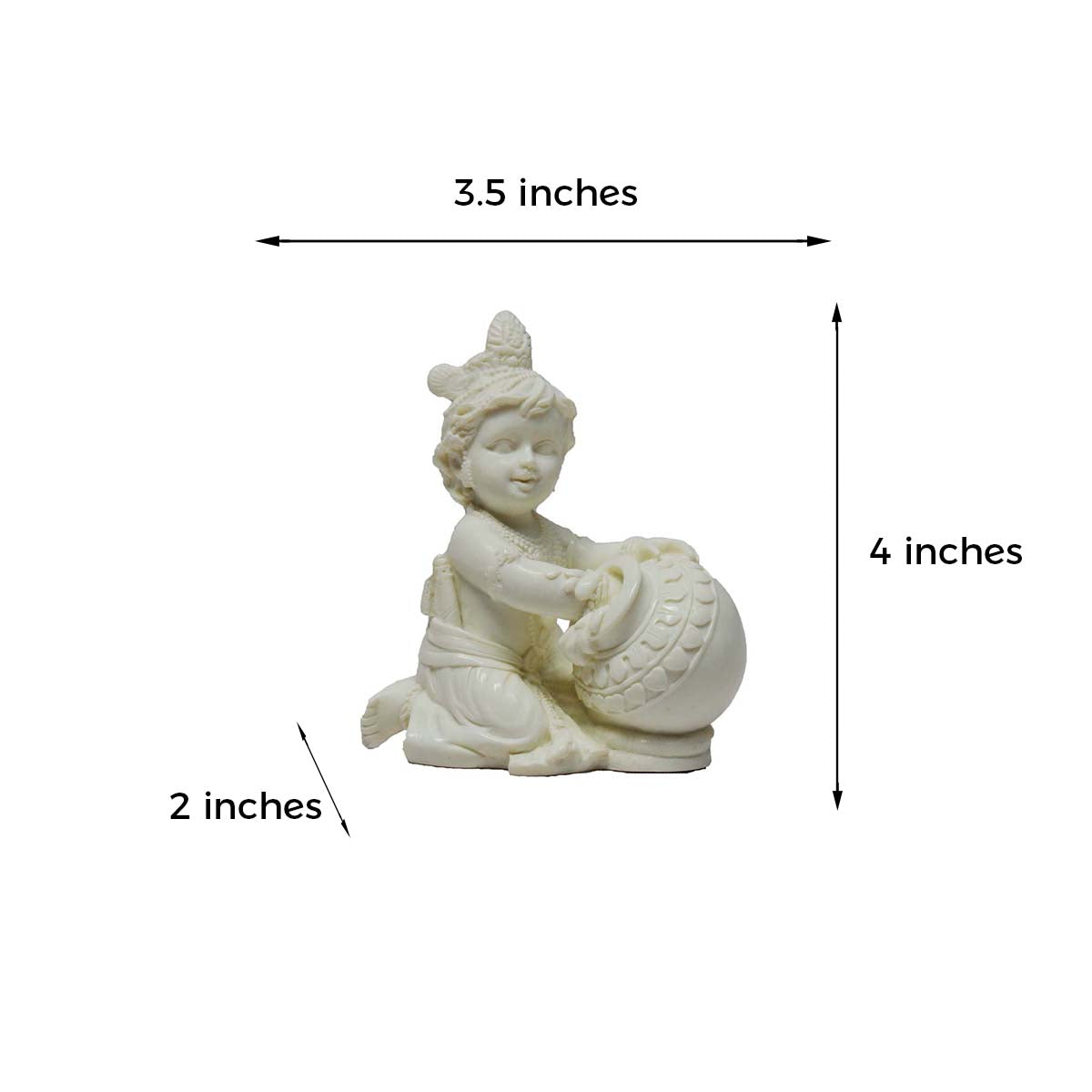 Pure White Statue of Laddu Gopal having Makhan Kafalo