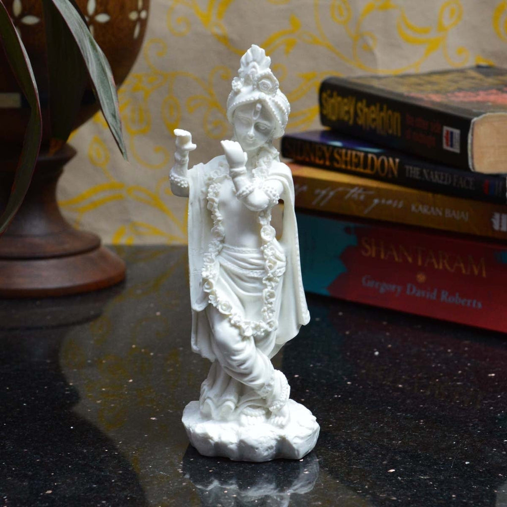 Pure White Statue of Lord Krishna Kafalo