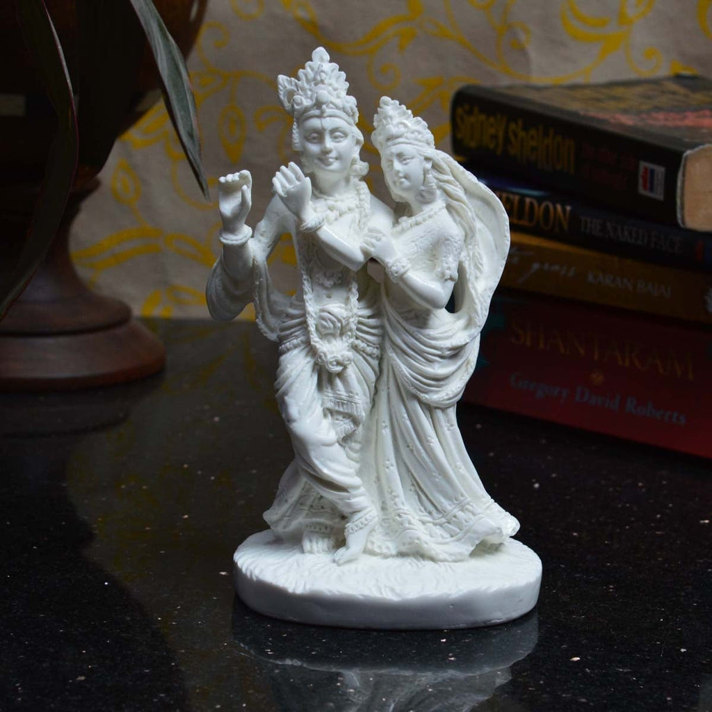 Pure White Statue of Krishna-Radha Kafalo