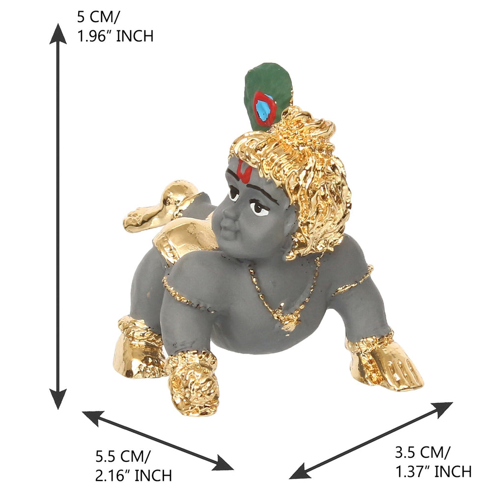 Grey and Golden Plated Laddu Gopal/Lord Krishna Statue for Home/Temple Kafalo
