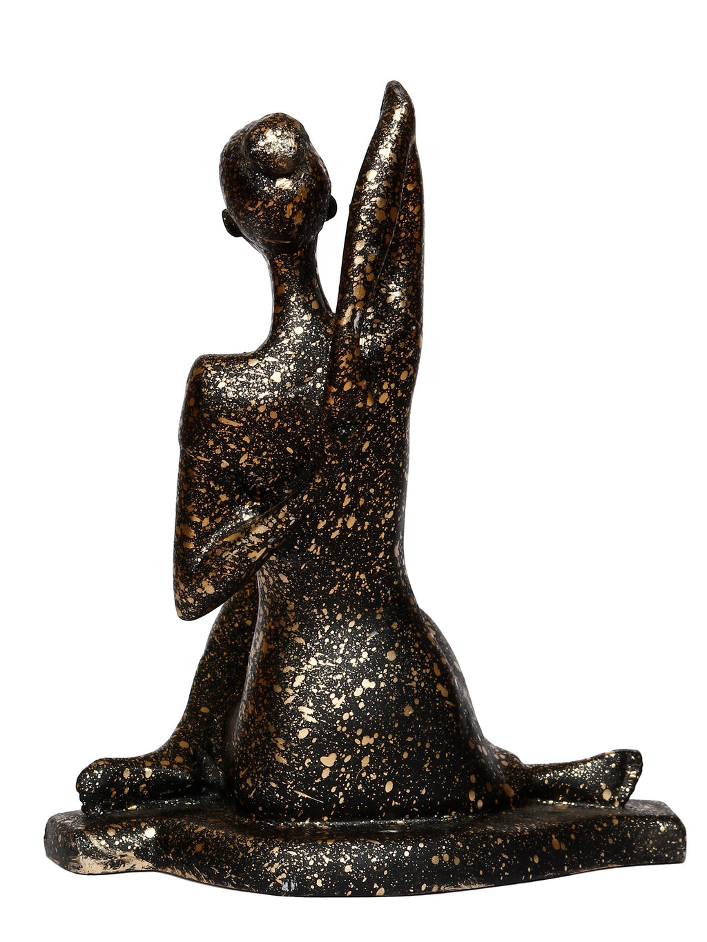 Black Polyresin Lady in Gomukhasana or Cow Face Yoga Position Antique Look Handcrafted Decorative Showpiece Kafalo