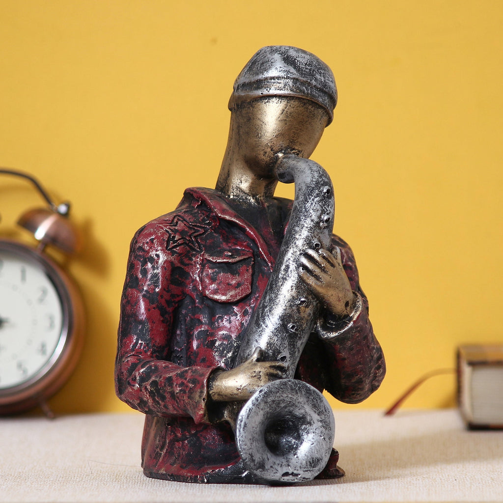Musician Man Playing Trumpet Musical Instrument Human Figurine Decorative Showpiece Kafalo
