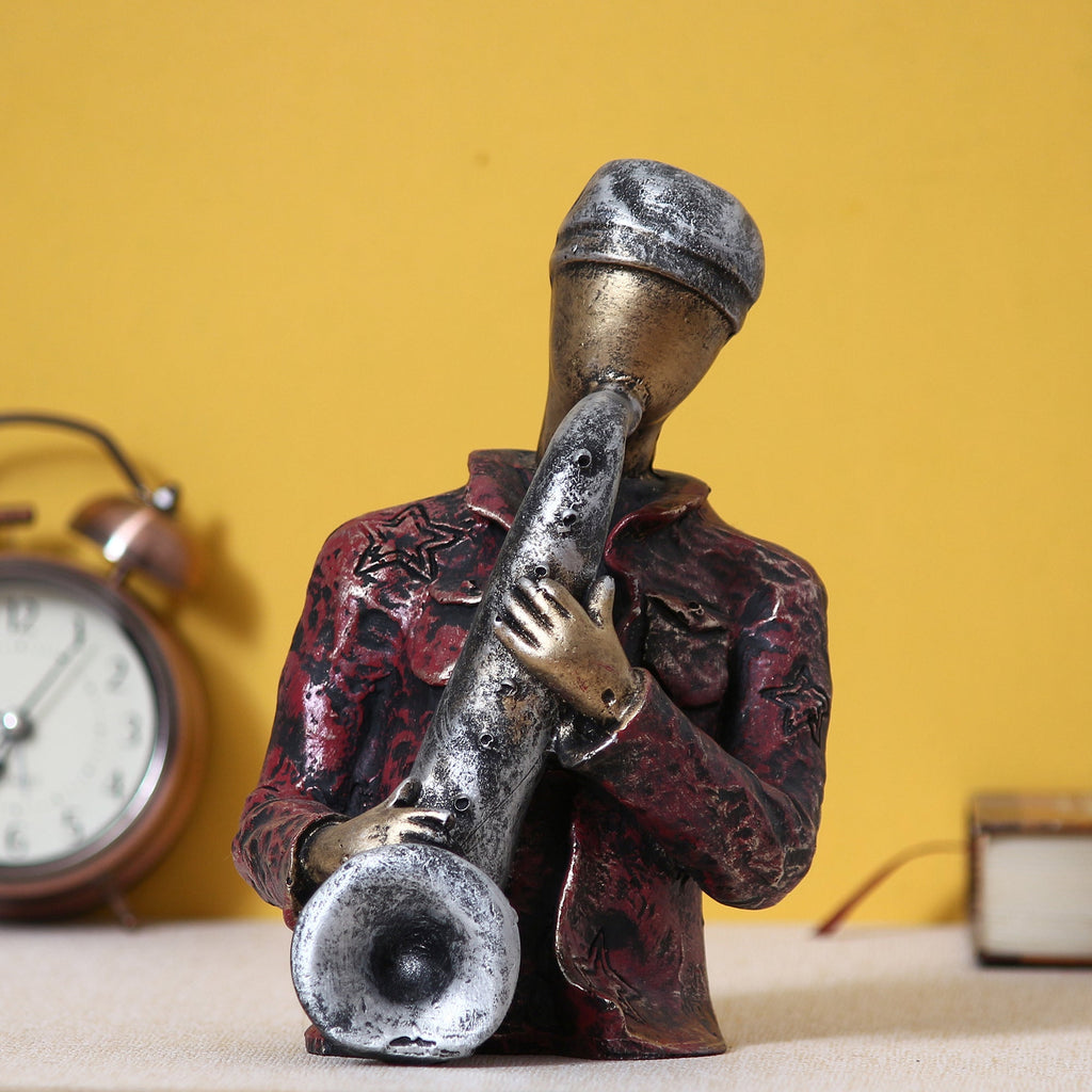 Musician Man Playing Trumpet Musical Instrument Human Figurine Decorative Showpiece Kafalo