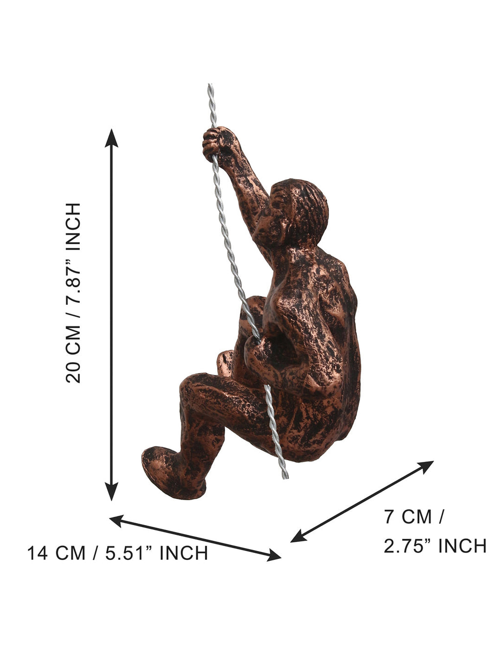 Brown Polyresin Climbing Man Wall Hanging Statue