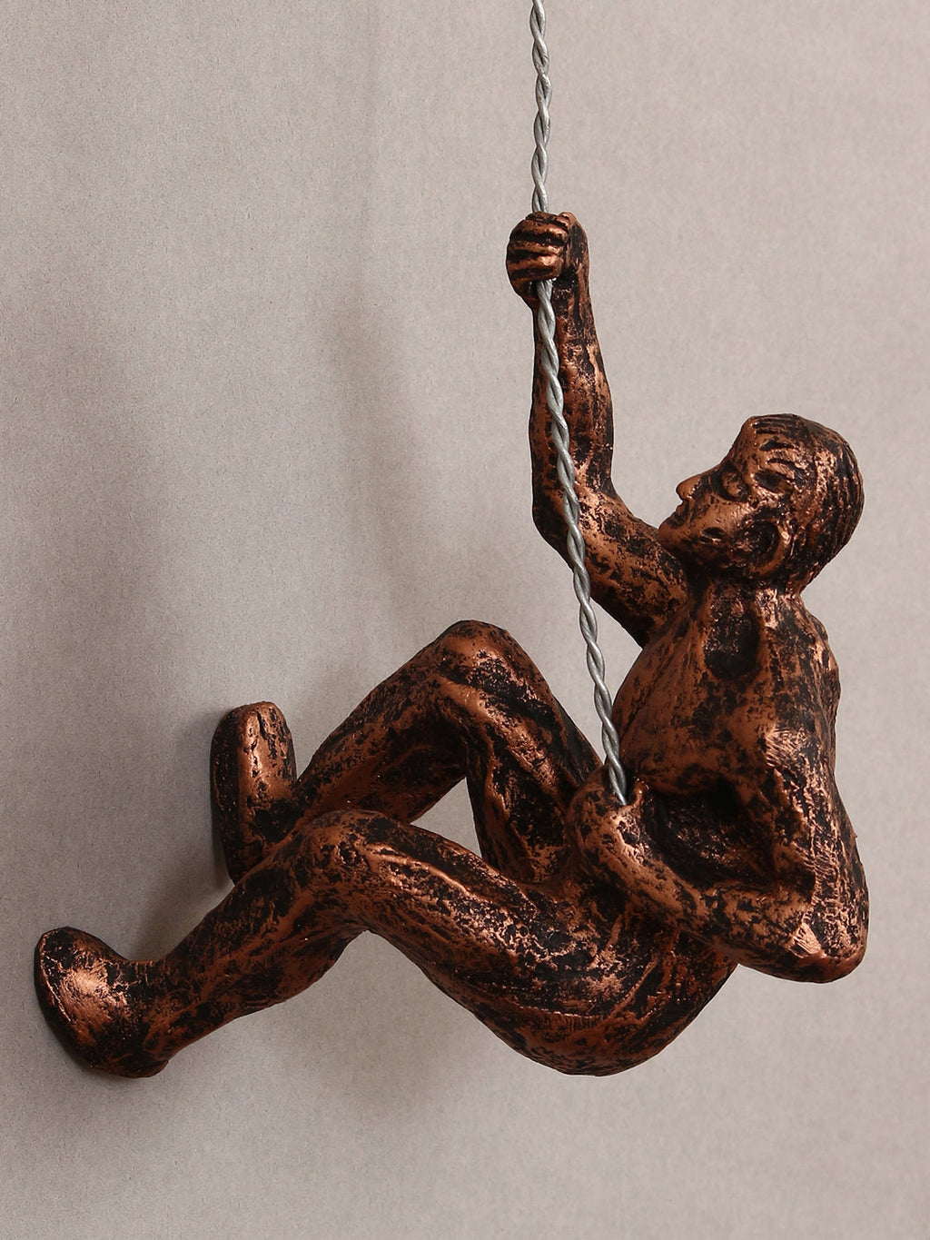 Brown Polyresin Climbing Man Wall Hanging Statue