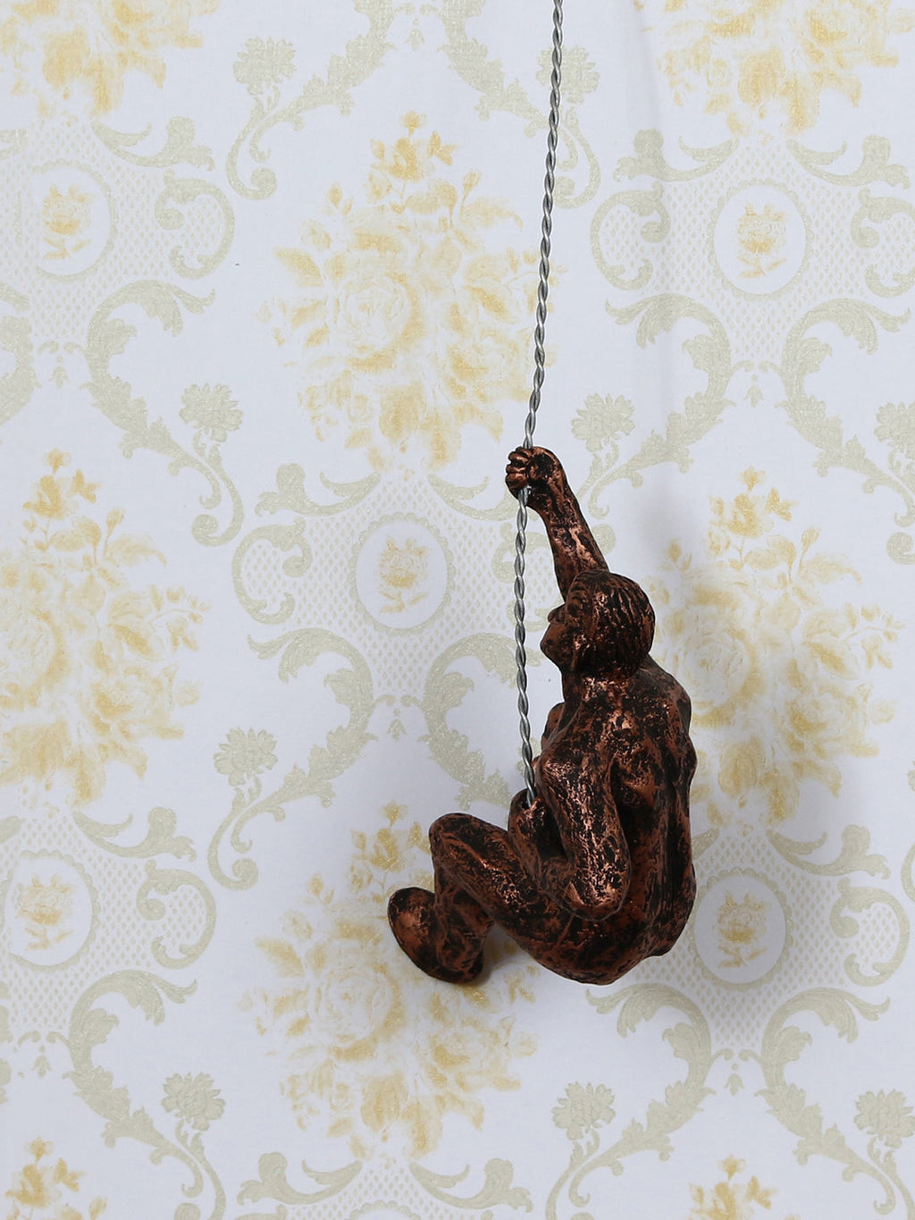 Brown Polyresin Climbing Man Wall Hanging Statue