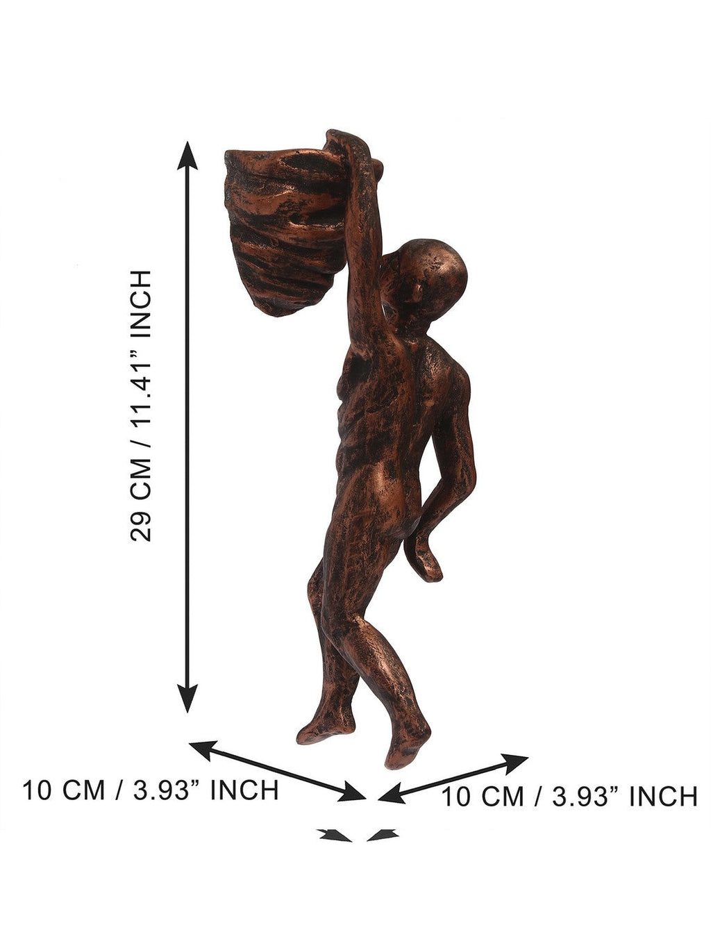 Brown Polyresin Mountain climbing man sculpture Wall Hanging