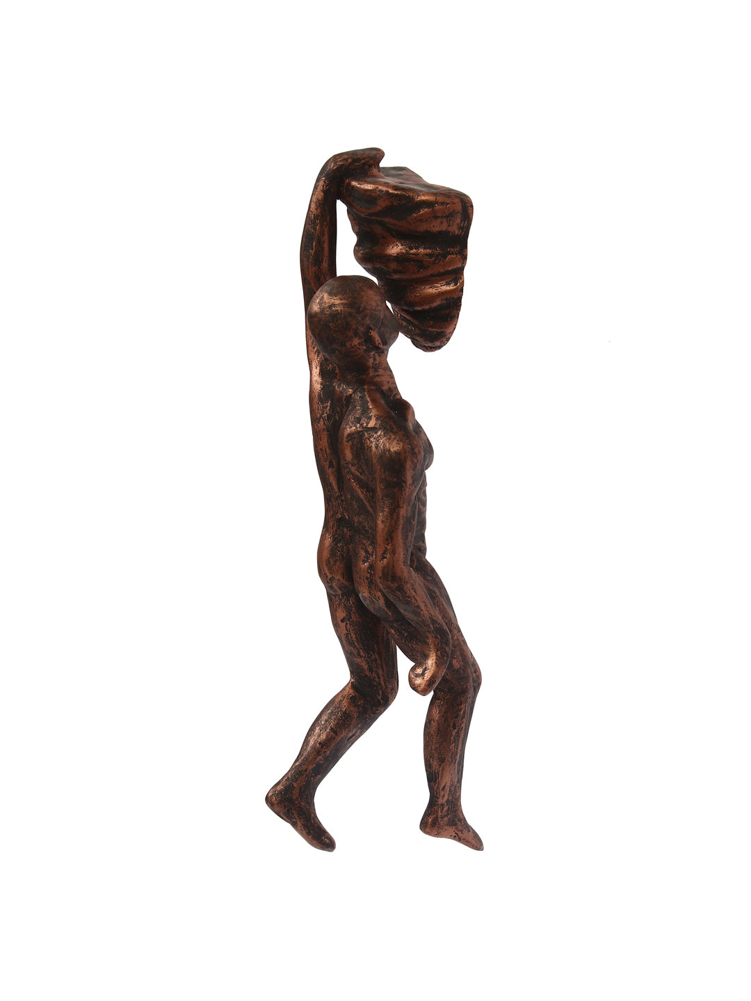 Brown Polyresin Mountain climbing man sculpture Wall Hanging