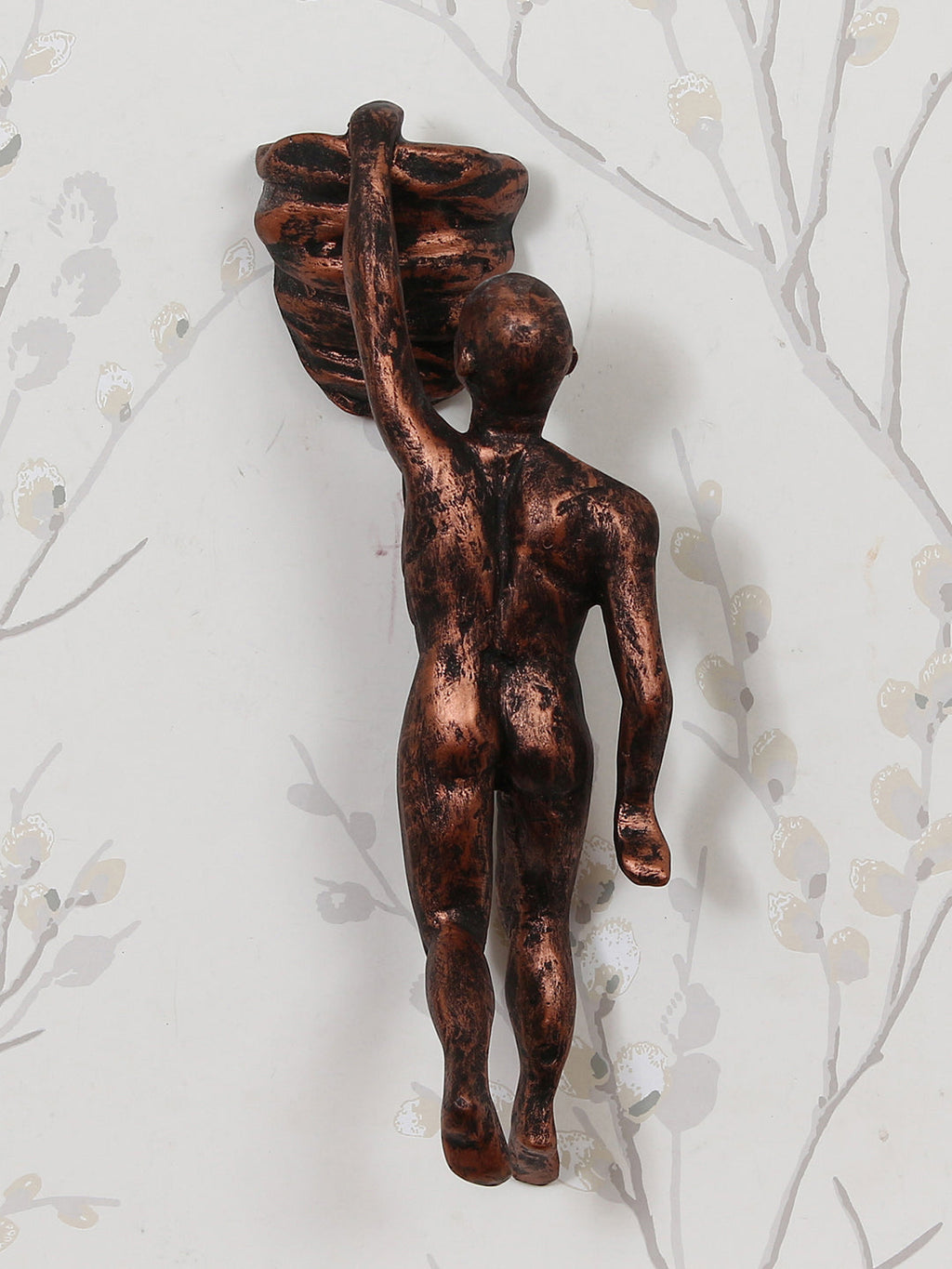 Brown Polyresin Mountain climbing man sculpture Wall Hanging