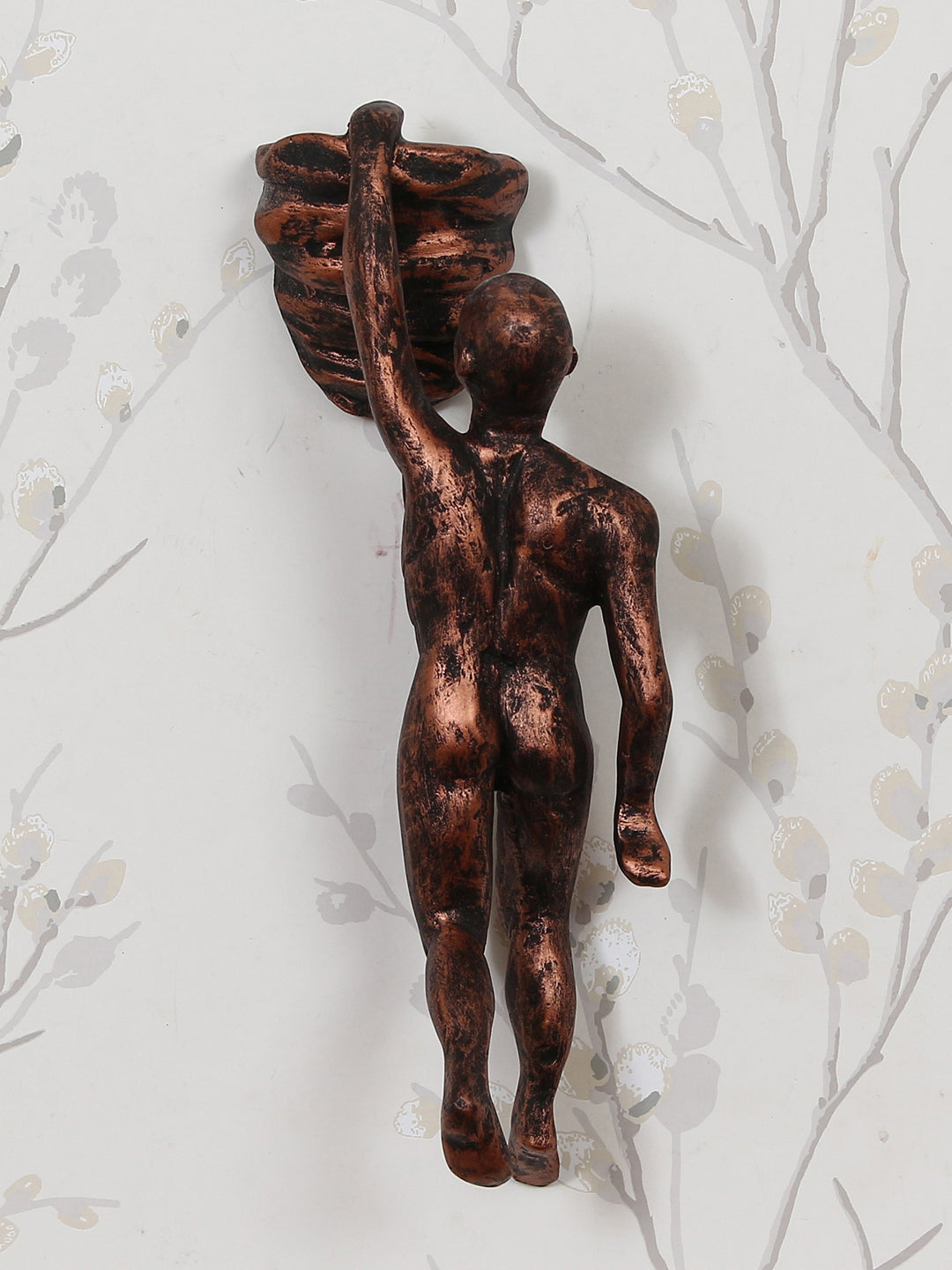 Brown Polyresin Mountain climbing man sculpture Wall Hanging