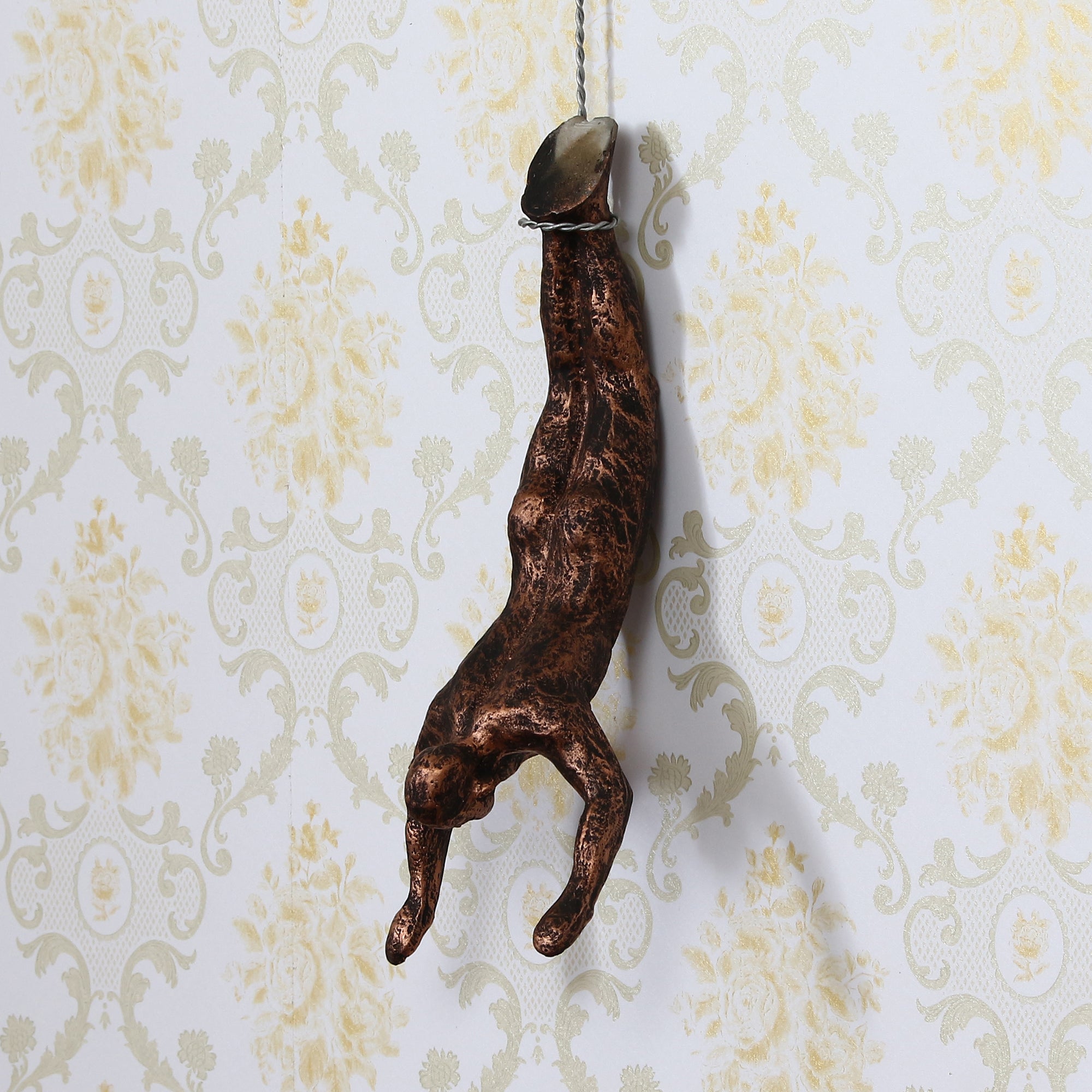 Brown Man in Hanging Position Decorative Wall Hanging Figurine Kafalo