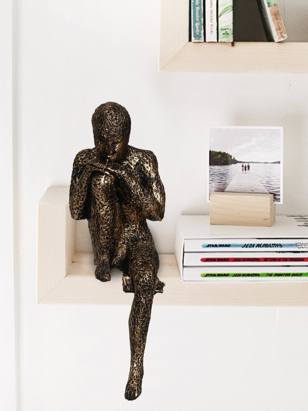Brown Polyresin Man Sitting In Thinking Position Decorative Figurine Kafalo