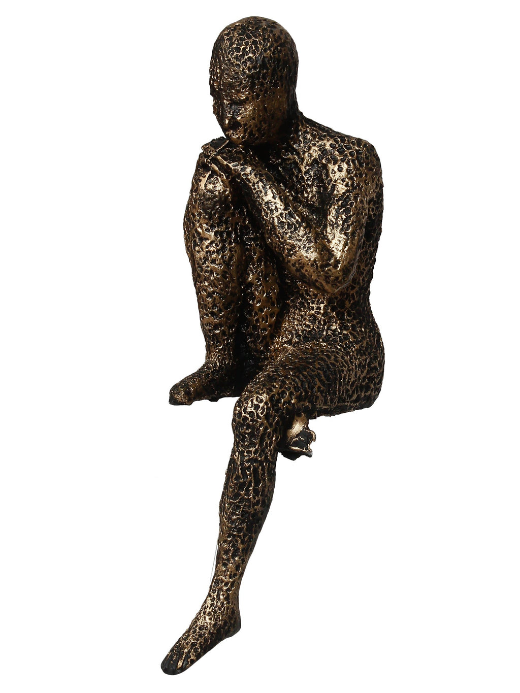 Brown Polyresin Man Sitting In Thinking Position Decorative Figurine Kafalo