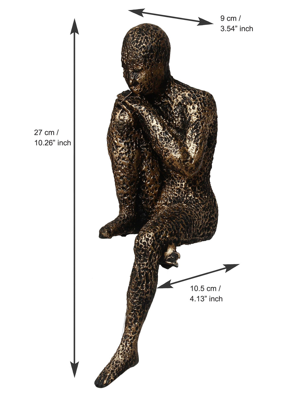Brown Polyresin Man Sitting In Thinking Position Decorative Figurine Kafalo
