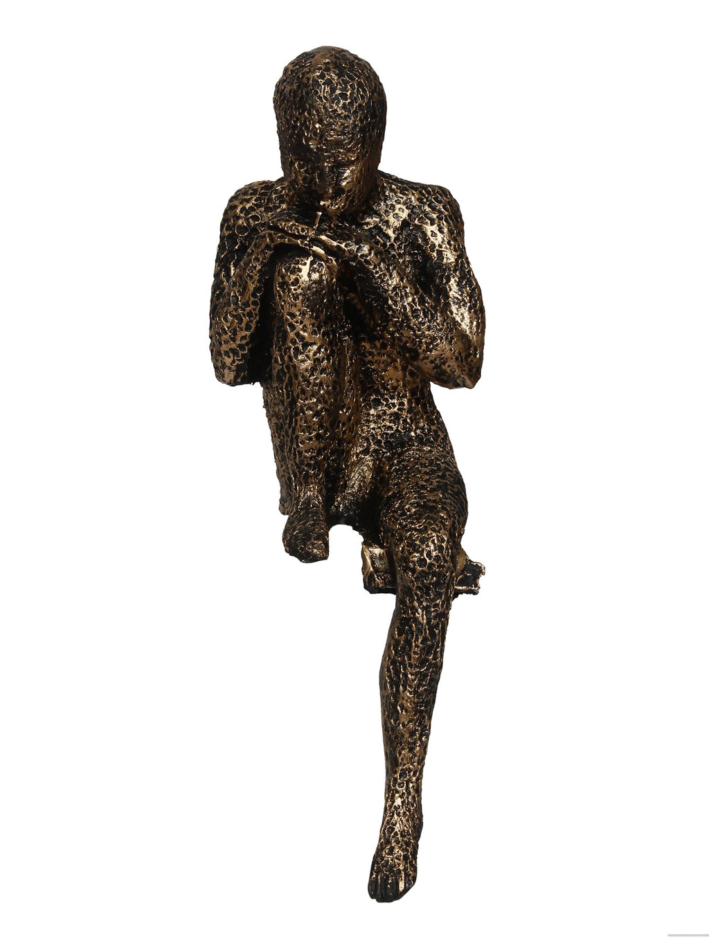 Brown Polyresin Man Sitting In Thinking Position Decorative Figurine Kafalo