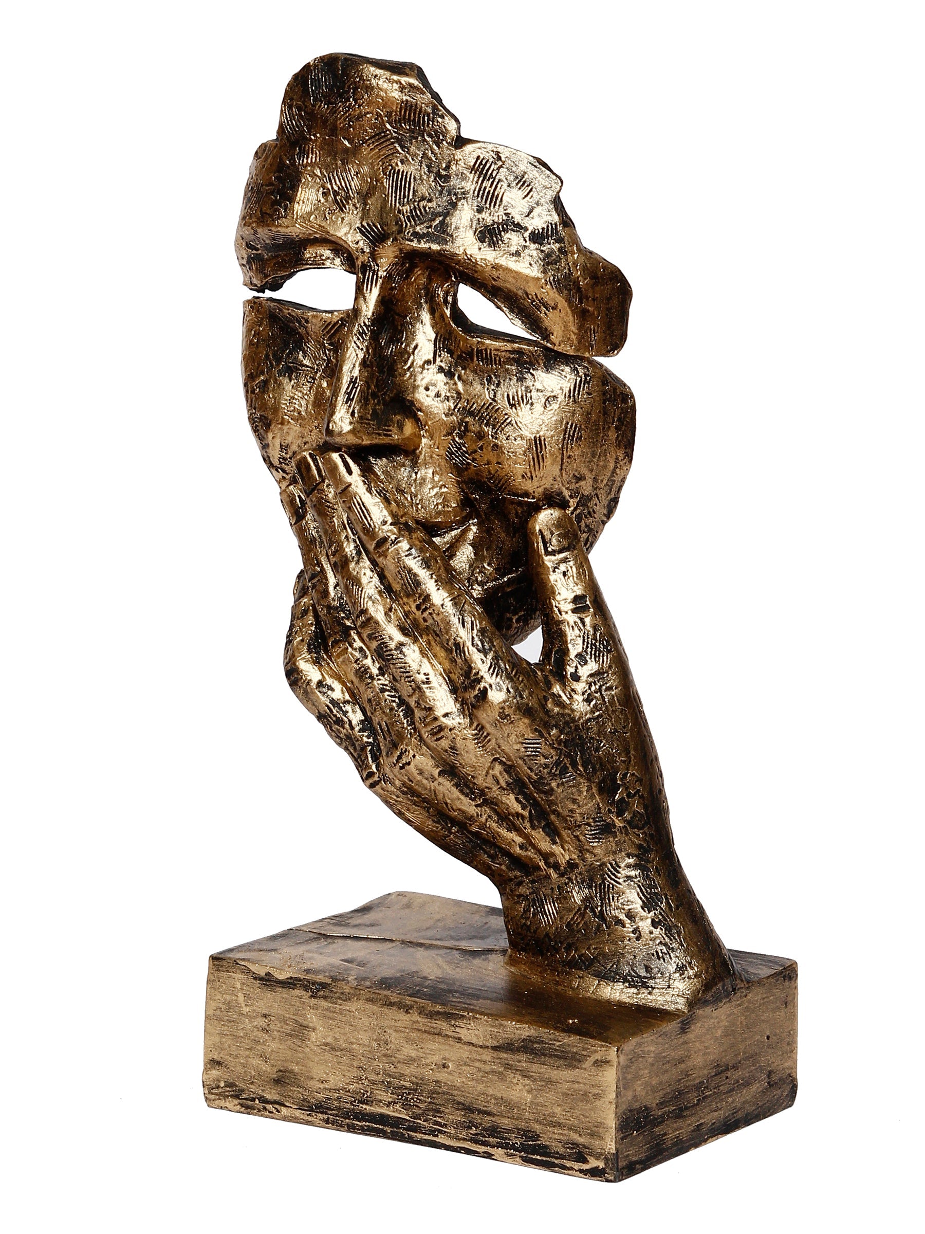 Golden Brass Ethnic Carved Blessing Lord Buddha Meditating Under Tree Showpiece Kafalo