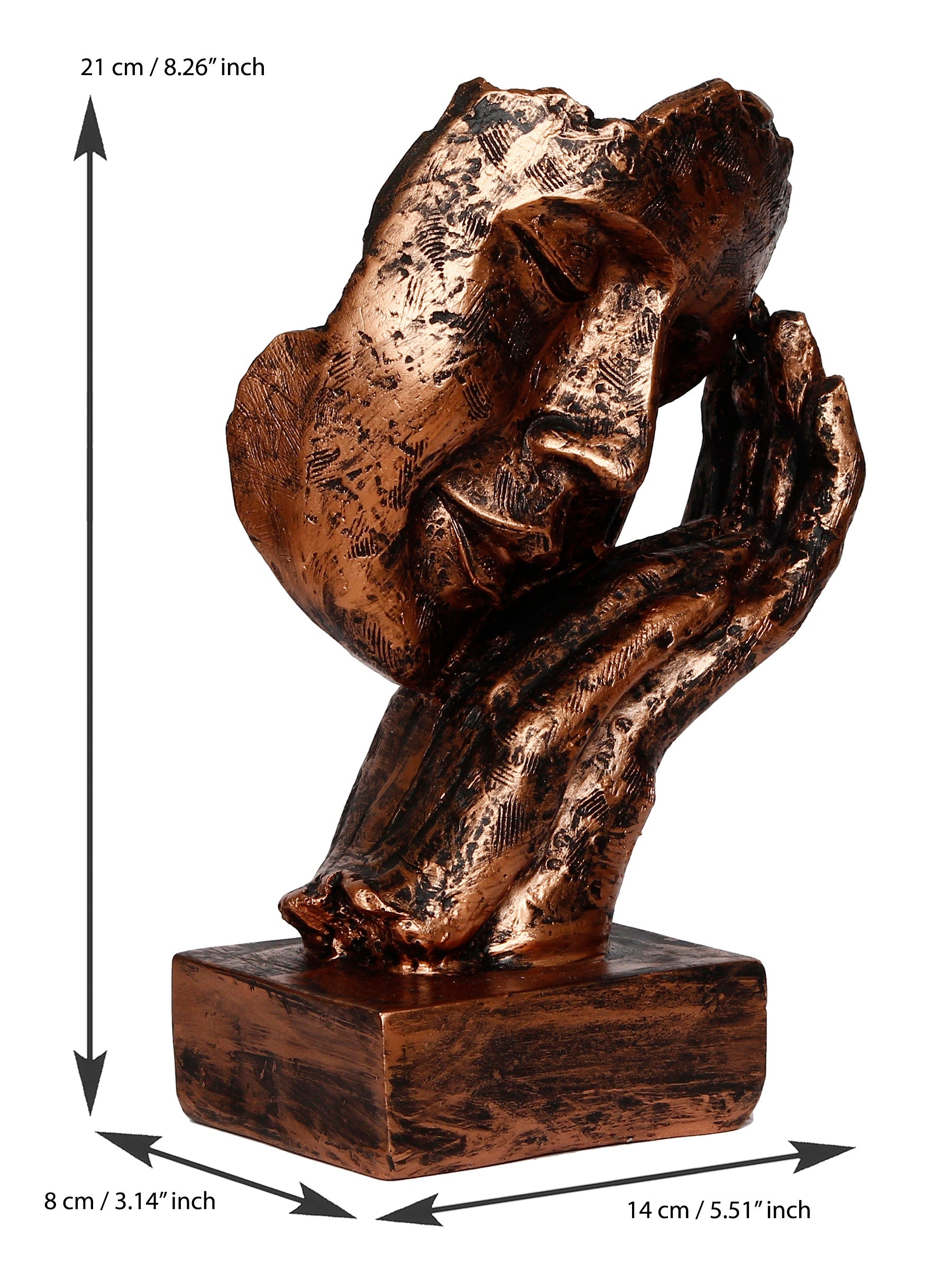 Polyresin Brown Human Face Sculpture Sleeping on Hands Handcrafted Decorative Showpiece Kafalo