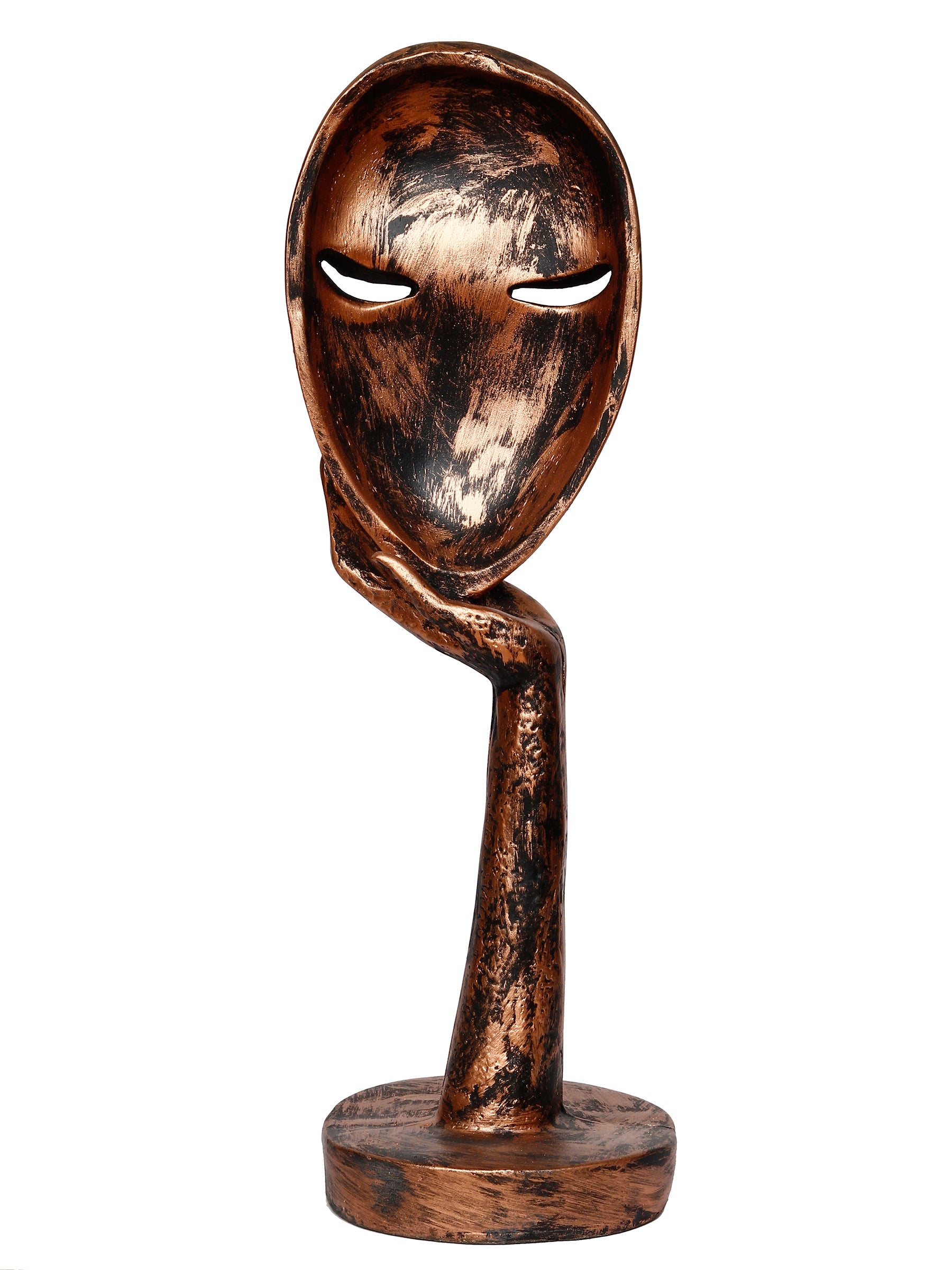 Brown Polyresin Handcrafted Antique Look Thinking Lady Face Showpiece, Human Figurine Kafalo