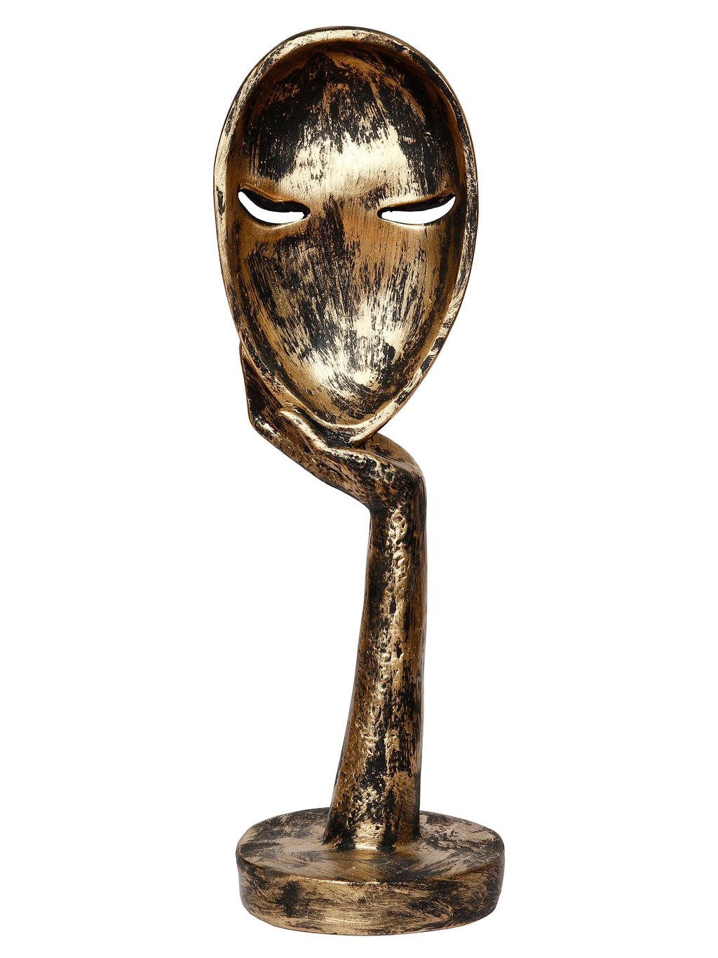 Golden Polyresin Handcrafted Antique Look Thinking Lady Face Showpiece, Human Figurine Kafalo