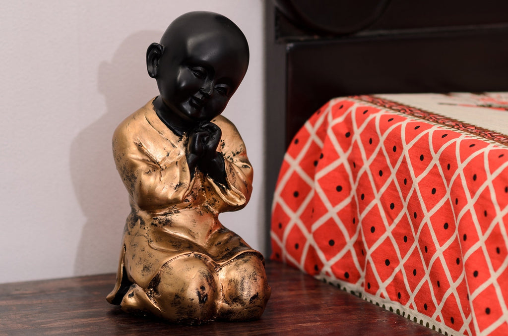 Polyresin Golden Child Monk Figurine Kafalo