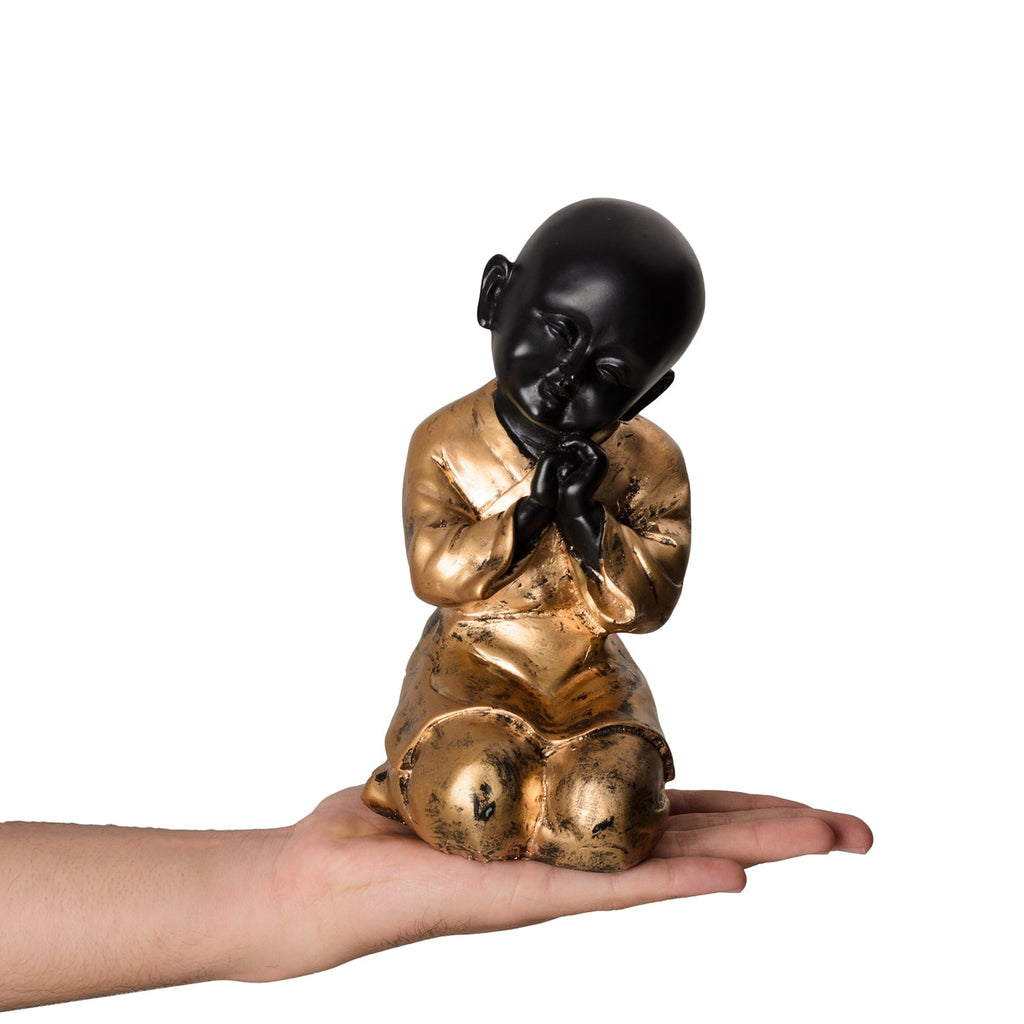 Polyresin Golden Child Monk Figurine Kafalo