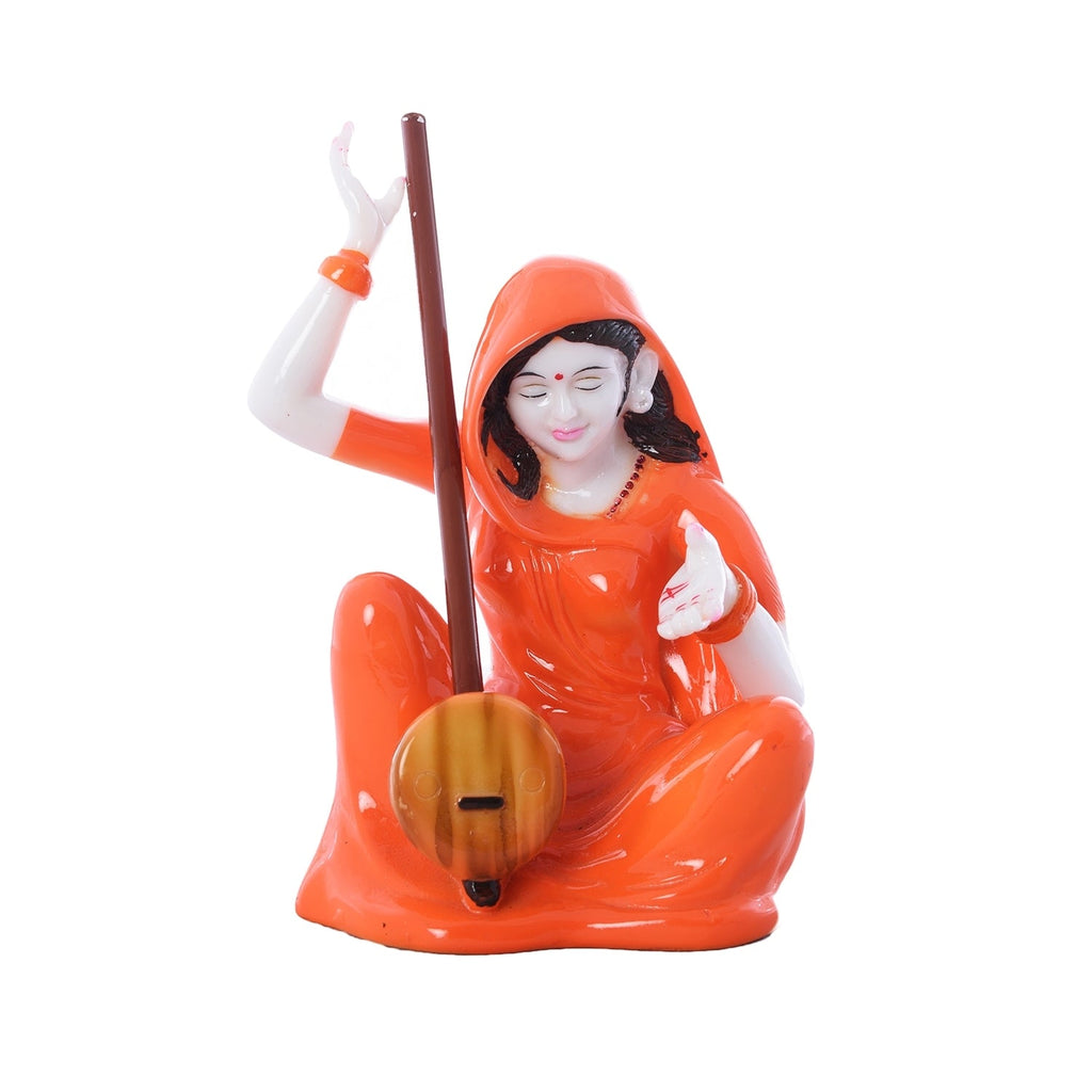 Orange Polyresin Mirabal playing Ektara Musical Instrument Showpiece Kafalo
