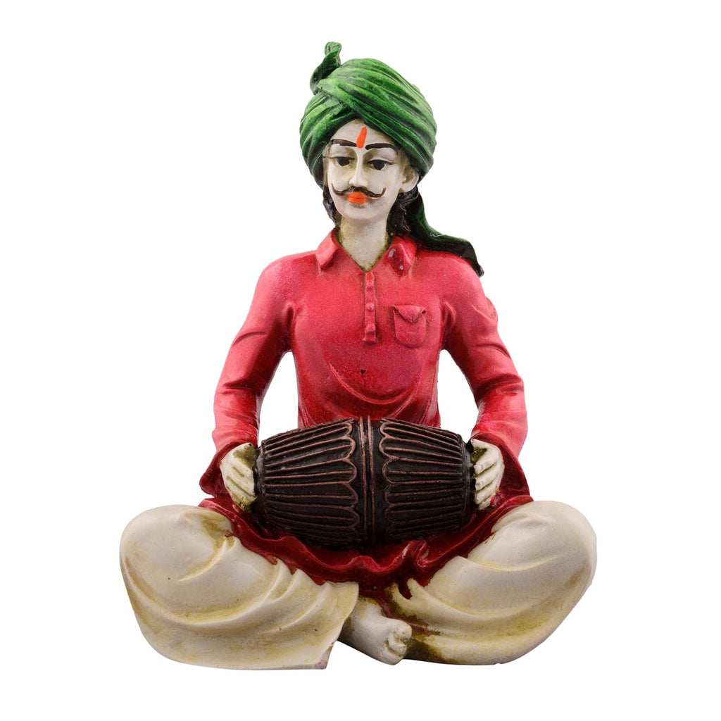 Polyresin Rajasthani Lady Playing Dholak Showpiece Kafalo