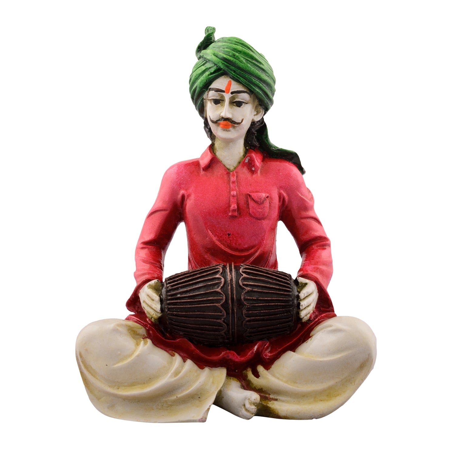 Polyresin Rajasthani Lady Playing Dholak Showpiece Kafalo