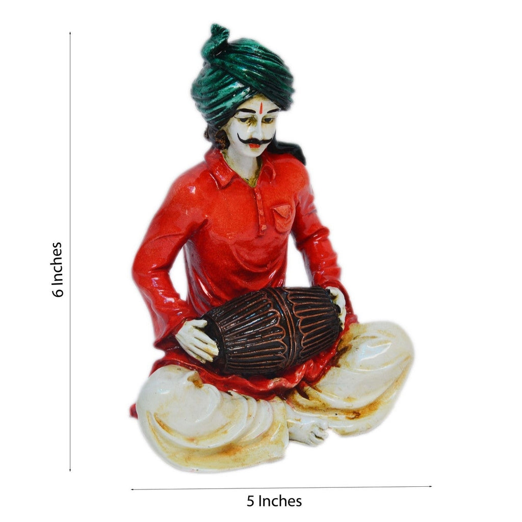 Polyresin Rajasthani Lady Playing Dholak Showpiece Kafalo