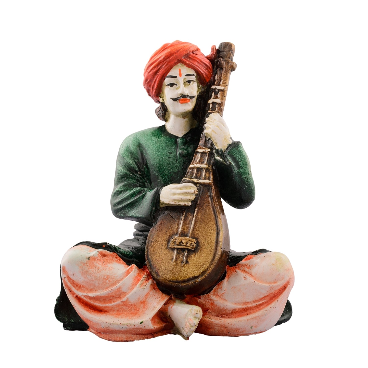 Polyresin Rajasthani Men playing Sitar Musical Instrument Handcrafted Decorative Showpiece Kafalo