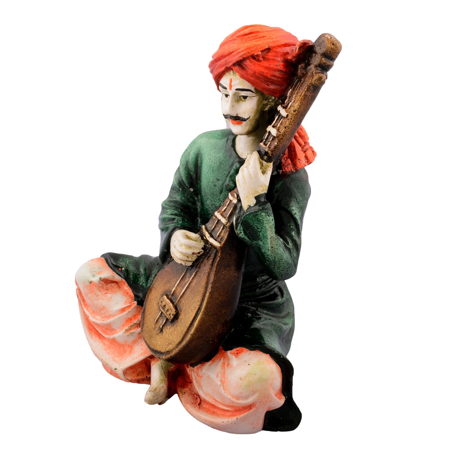 Polyresin Rajasthani Men playing Sitar Musical Instrument Handcrafted Decorative Showpiece Kafalo