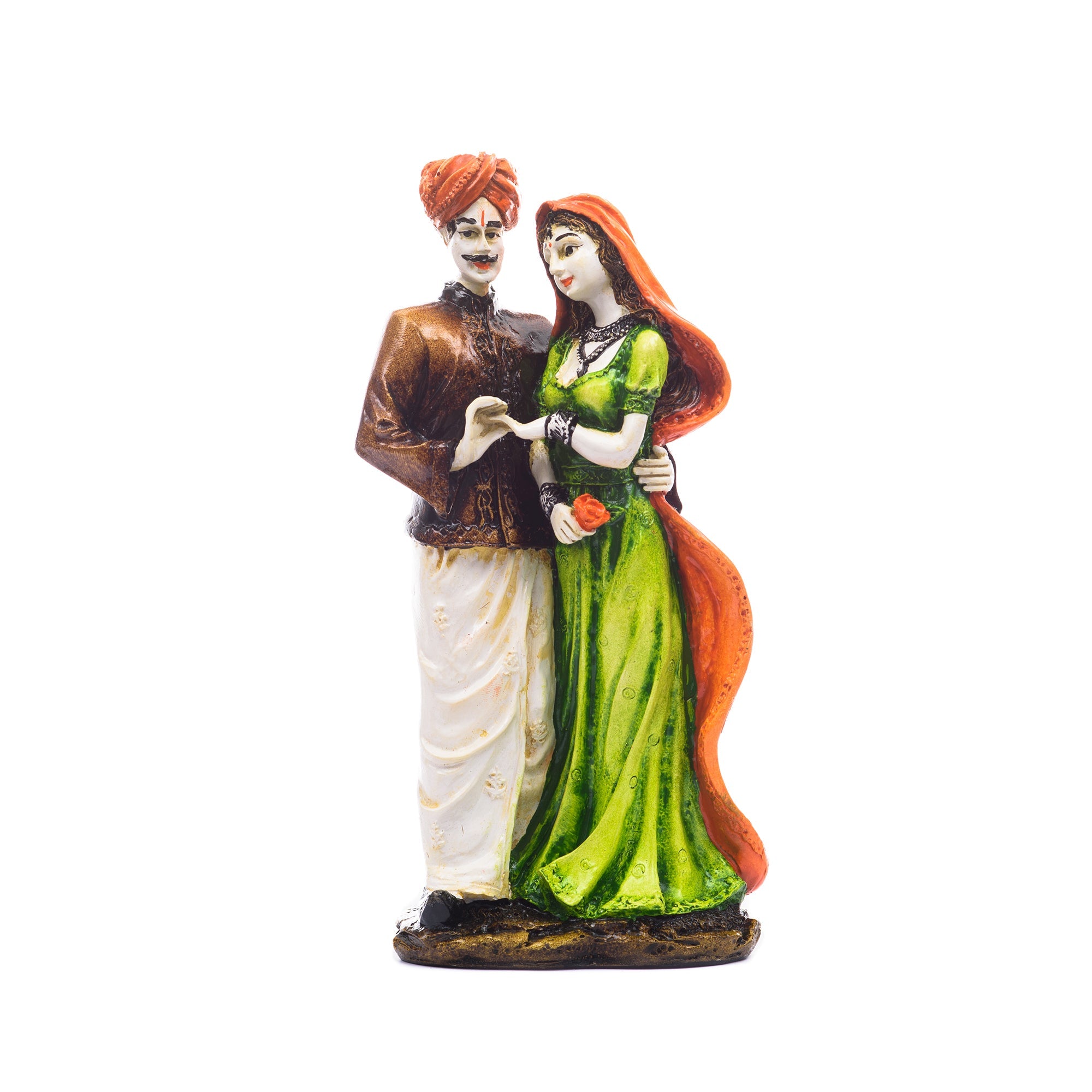 Polyresin Rajasthani Man And Women Statue Handcrafted Human Figurines Decorative Showpiece Kafalo