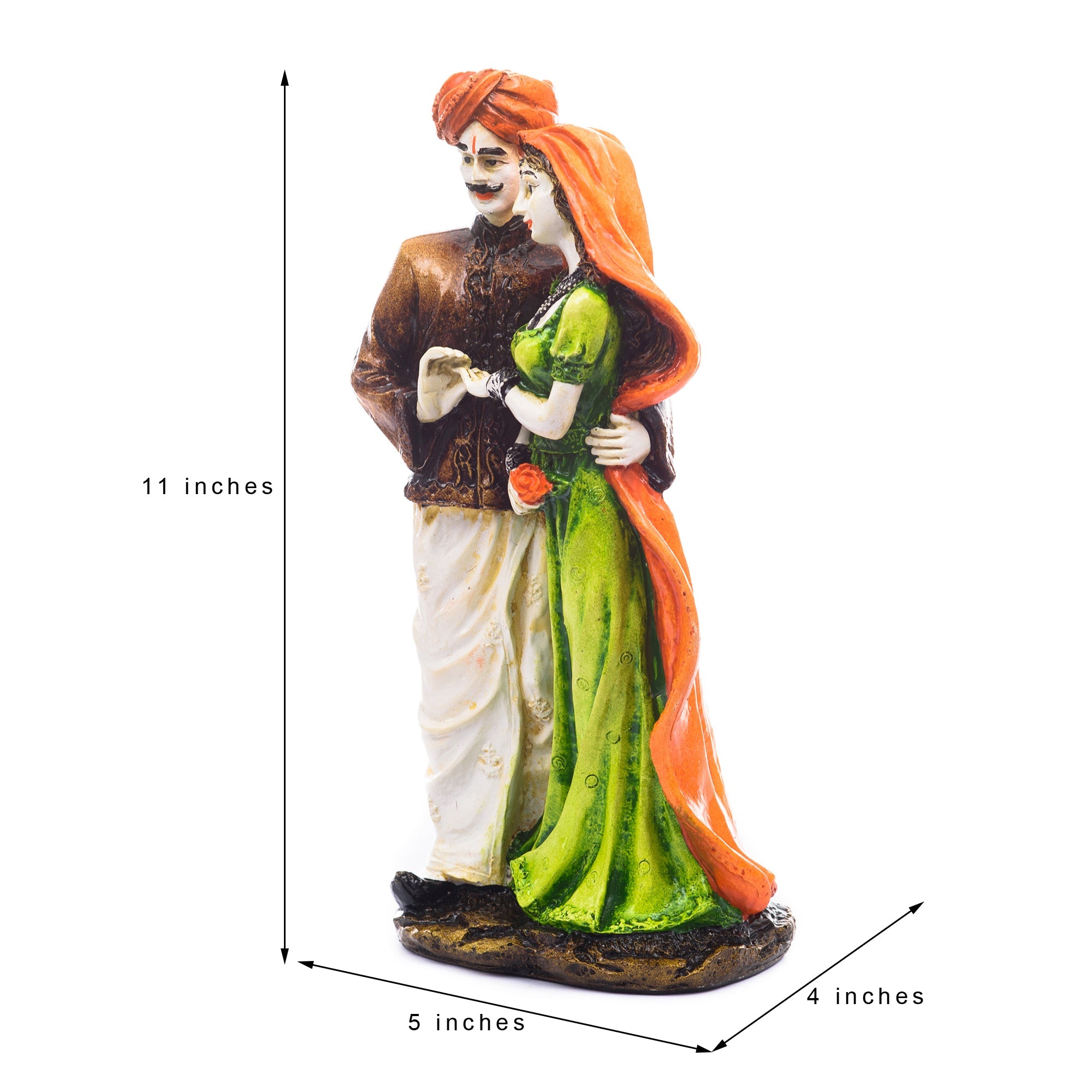 Polyresin Rajasthani Man And Women Statue Handcrafted Human Figurines Decorative Showpiece Kafalo