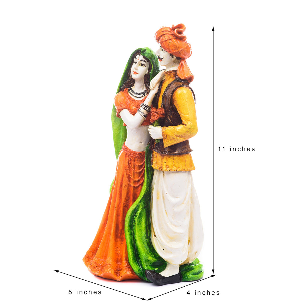 Polyresin Rajasthani Man And Women Statue Handcrafted Human Figurines Decorative Showpiece Kafalo