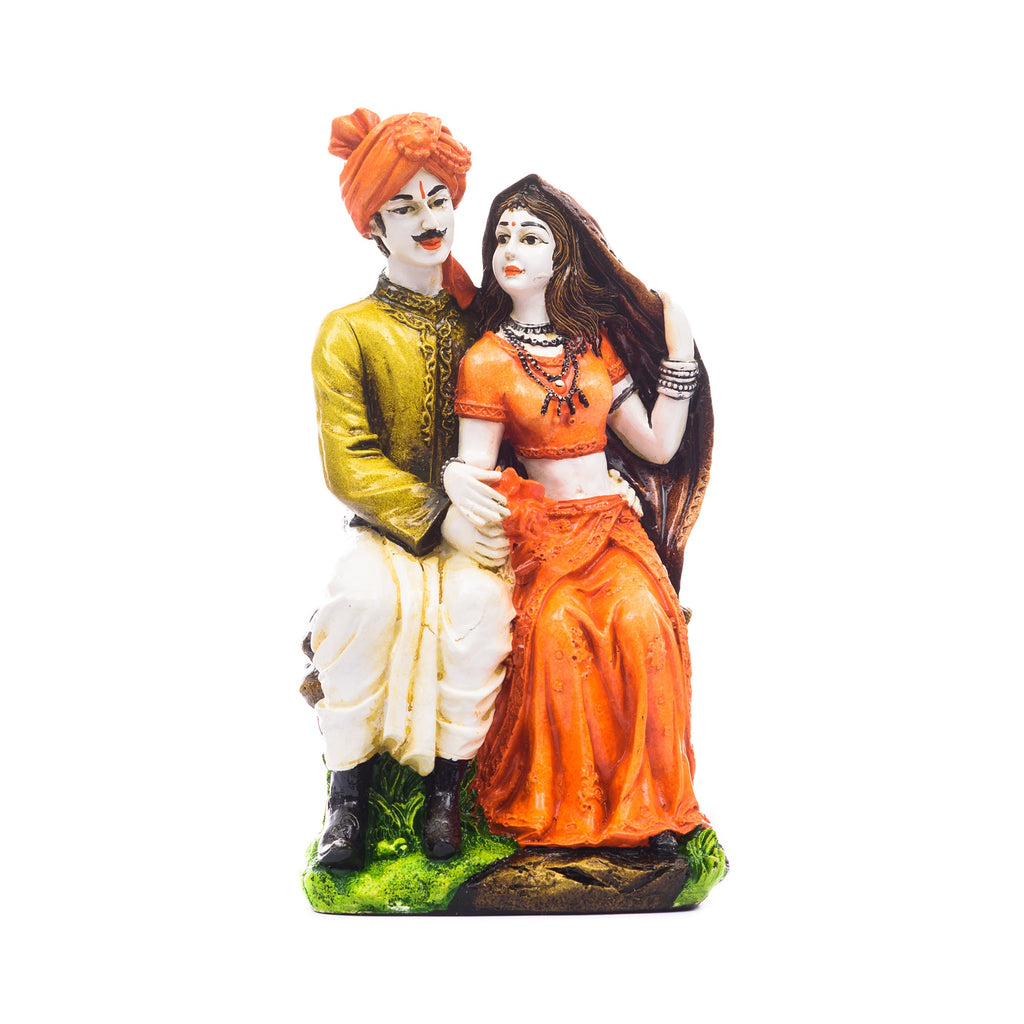 Polyresin Rajasthani Man And Women Statue Decorative Human Figurines Home Decor Showpiece Kafalo